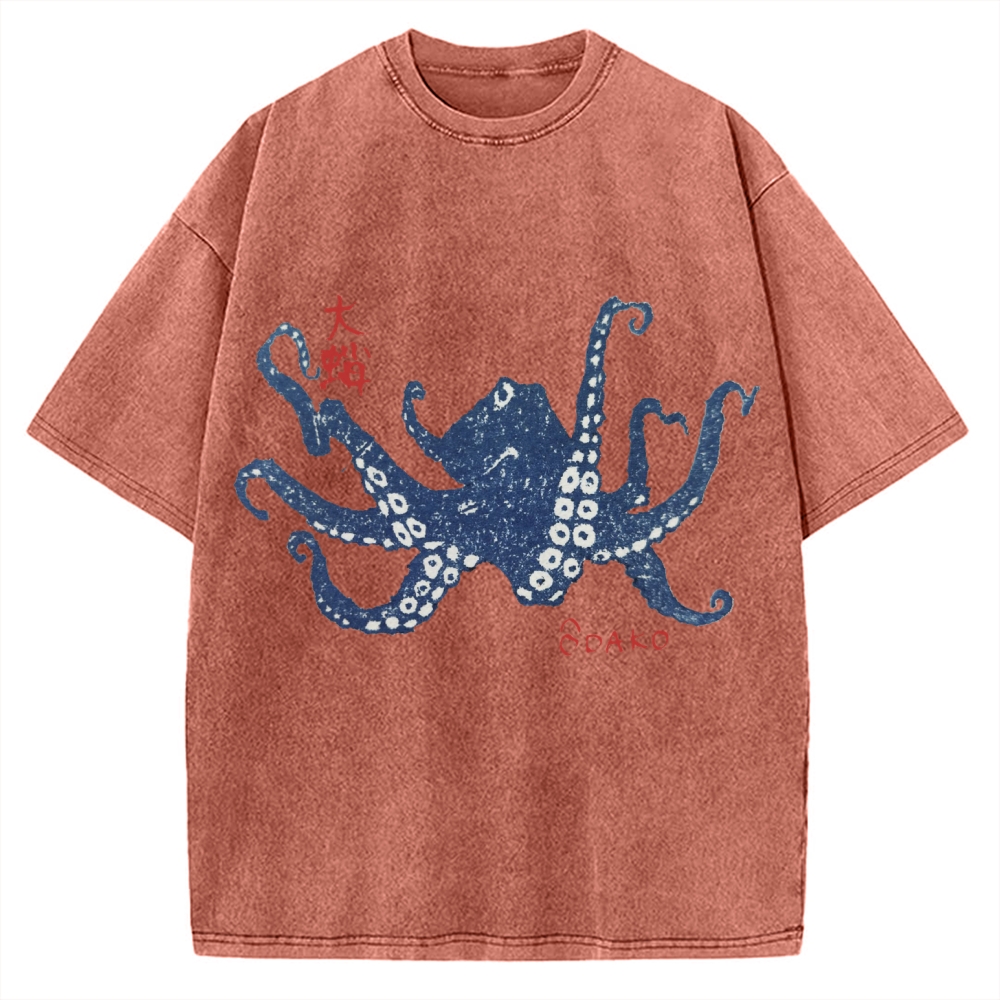 Big Octopus Lacking Serotonin Odako Vintage Washed T-shirt