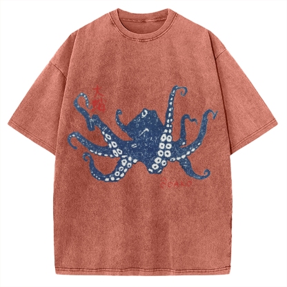 Big Octopus Lacking Serotonin Odako Vintage Washed T-shirt