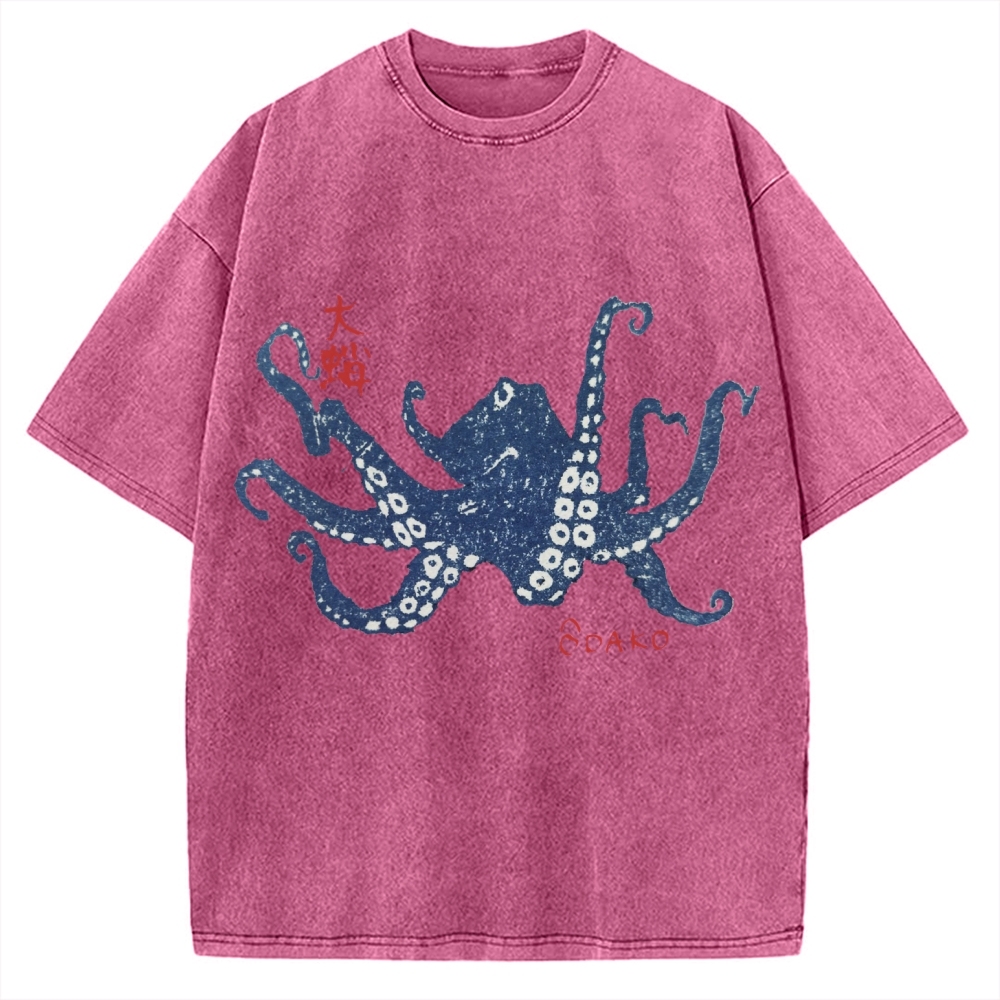 Big Octopus Lacking Serotonin Odako Vintage Washed T-shirt