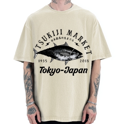 Tsukiji Fish Market Vintage Washed T-shirt