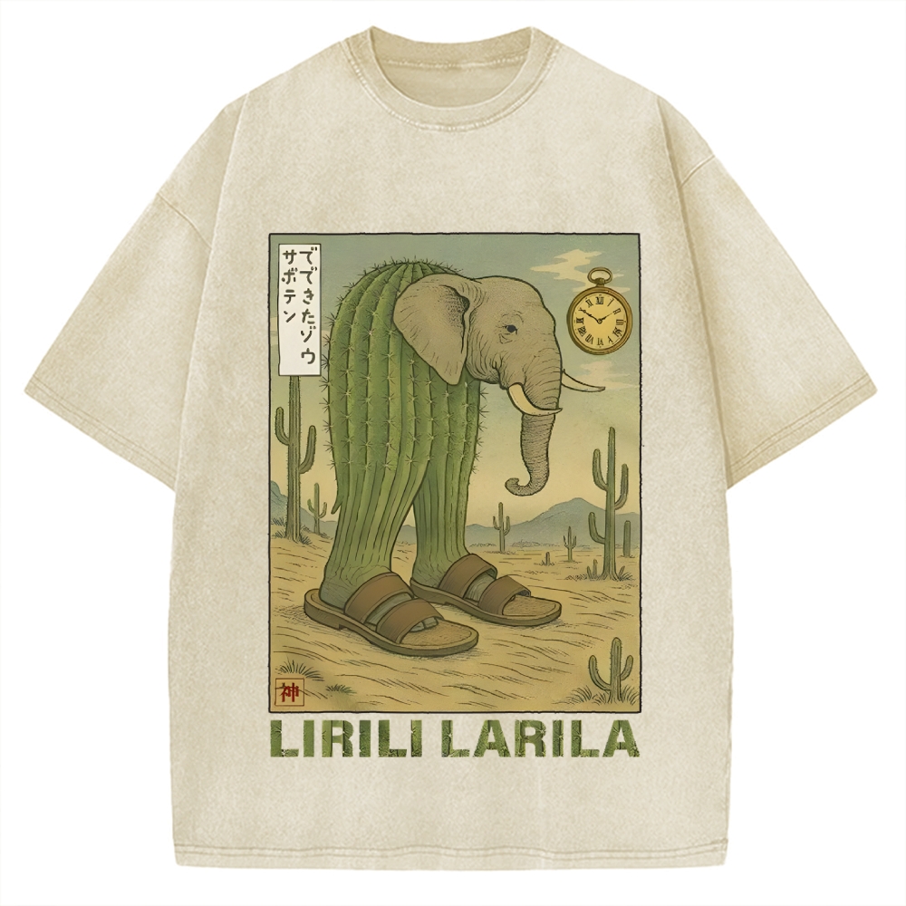 Lirili Larila Funny Italian Brainrot Meme Vintage Washed T-shirt
