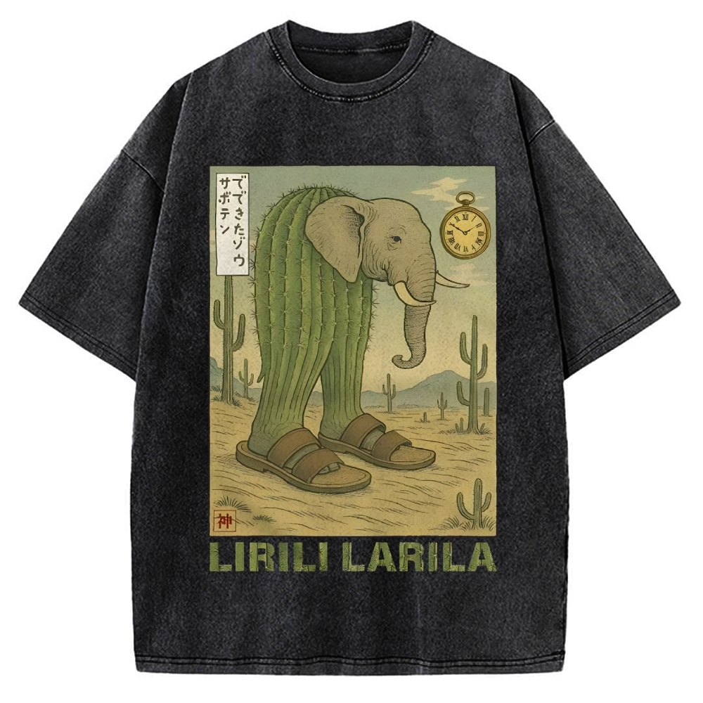 Lirili Larila Funny Italian Brainrot Meme Vintage Washed T-shirt
