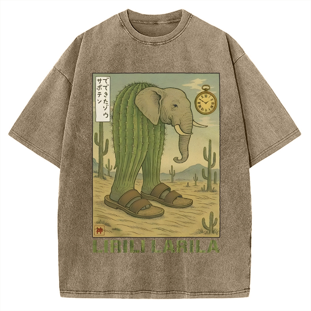 Lirili Larila Funny Italian Brainrot Meme Vintage Washed T-shirt