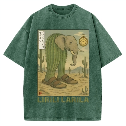 Lirili Larila Funny Italian Brainrot Meme Vintage Washed T-shirt