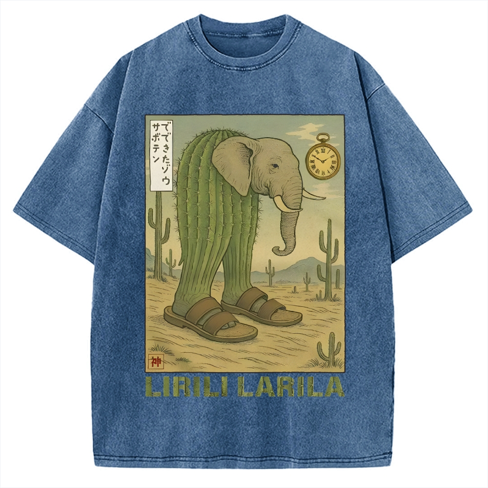 Lirili Larila Funny Italian Brainrot Meme Vintage Washed T-shirt