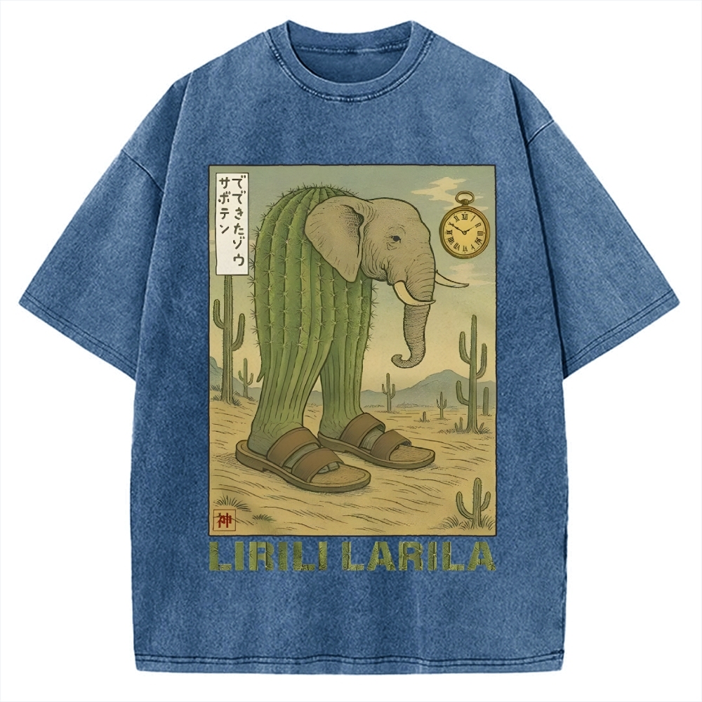 Lirili Larila Funny Italian Brainrot Meme Vintage Washed T-shirt