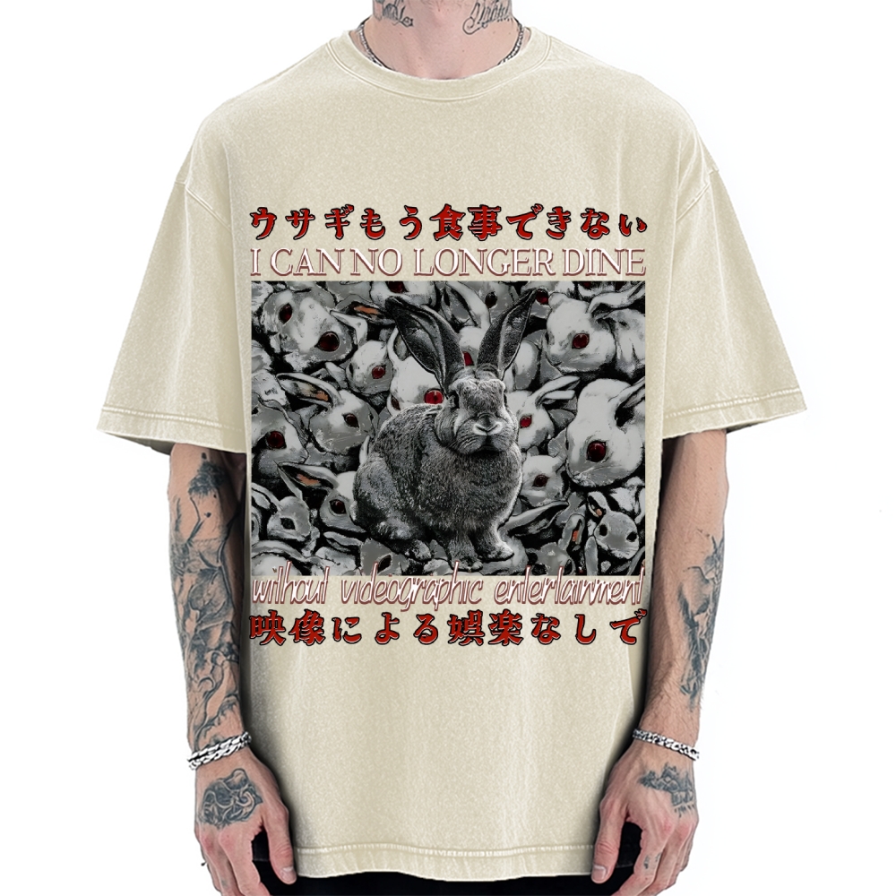 I Can No Longer Dine Japanese Horror Vintage Washed T-shirt