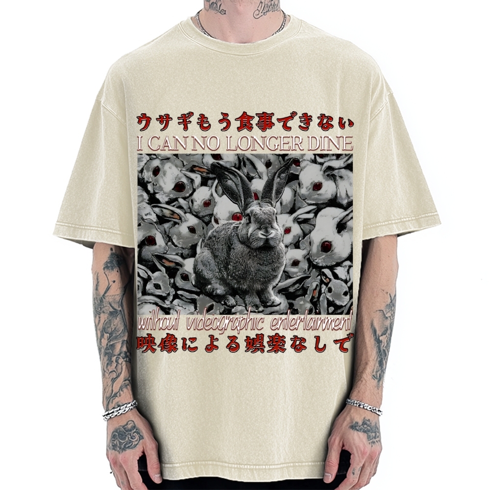 I Can No Longer Dine Japanese Horror Vintage Washed T-shirt