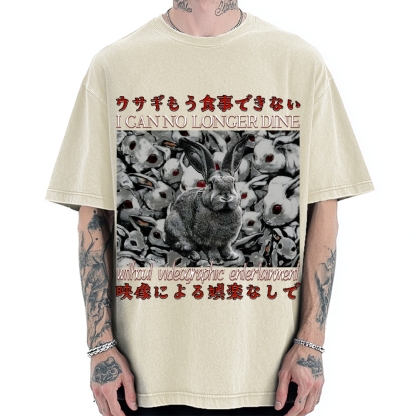 I Can No Longer Dine Japanese Horror Vintage Washed T-shirt