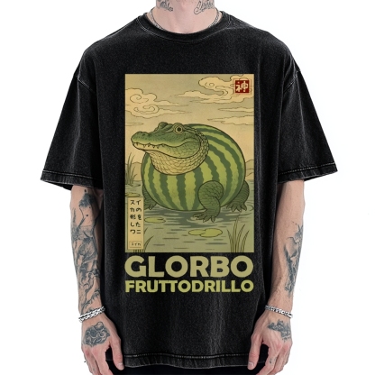 Funny Chimpanzini Bananini Banana Monkey Meme Vintage Washed T-shirt