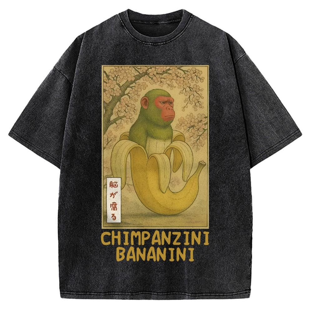 Funny Chimpanzini Bananini Banana Monkey Meme Vintage Washed T-shirt