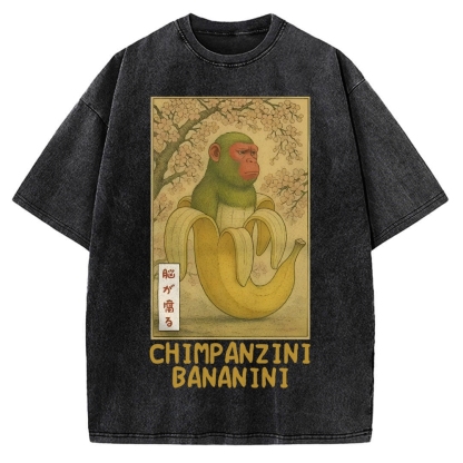 Funny Chimpanzini Bananini Banana Monkey Meme Vintage Washed T-shirt