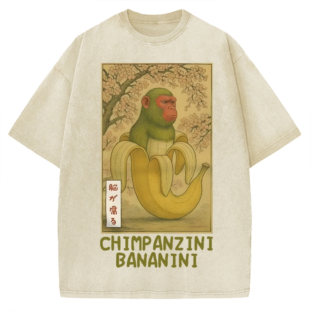 Funny Chimpanzini Bananini Banana Monkey Meme Vintage Washed T-shirt