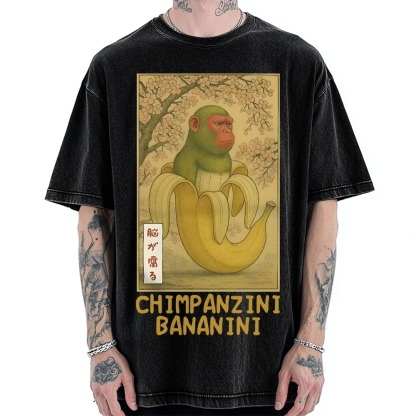 Funny Chimpanzini Bananini Banana Monkey Meme Vintage Washed T-shirt
