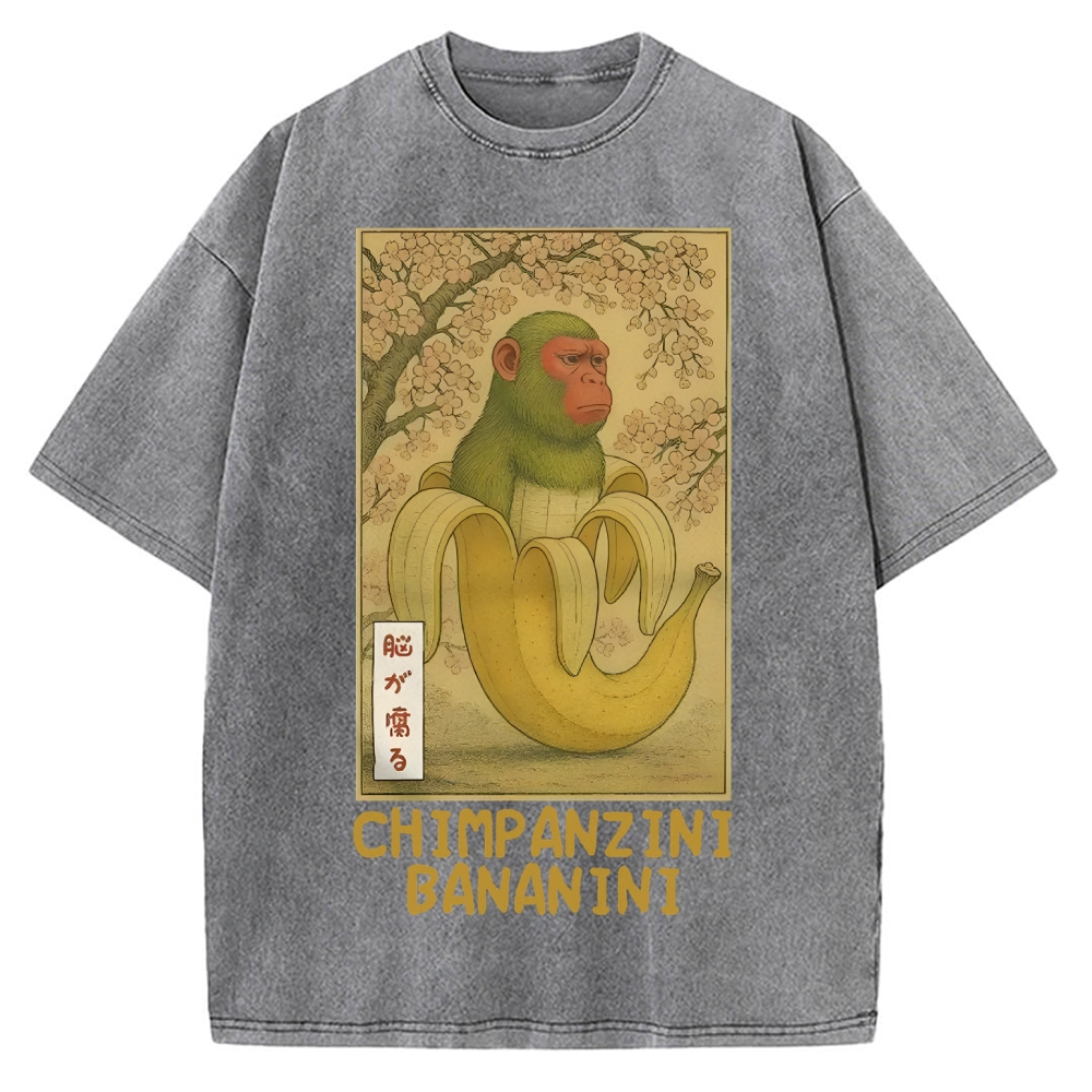 Funny Chimpanzini Bananini Banana Monkey Meme Vintage Washed T-shirt