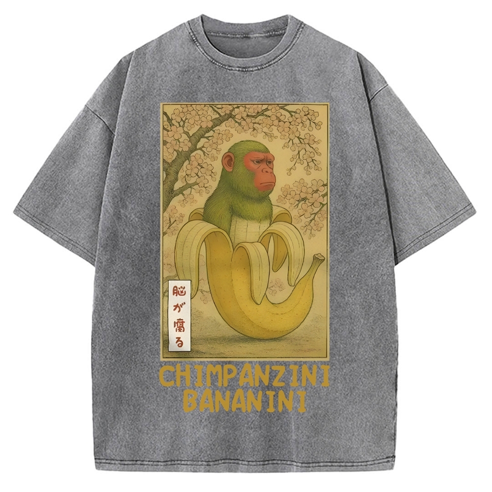 Funny Chimpanzini Bananini Banana Monkey Meme Vintage Washed T-shirt