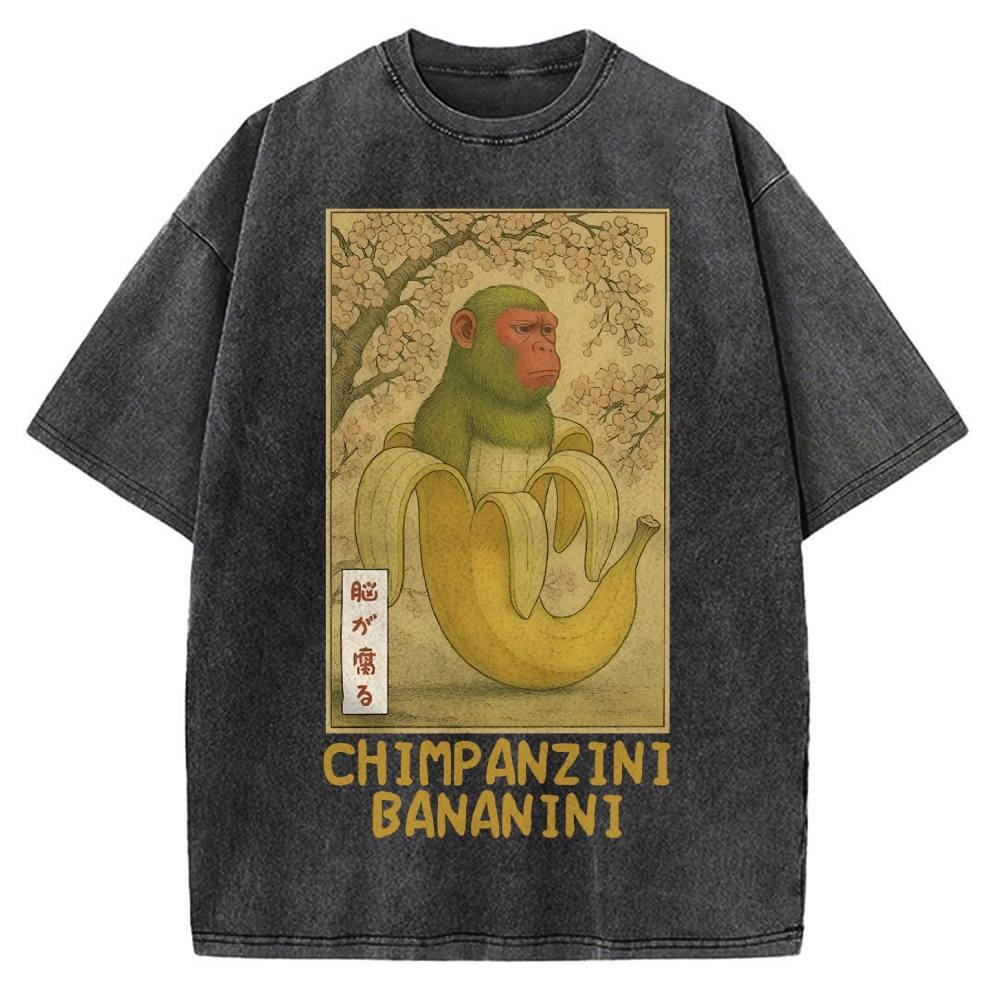 Funny Chimpanzini Bananini Banana Monkey Meme Vintage Washed T-shirt