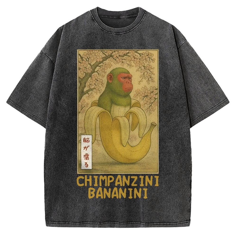 Funny Chimpanzini Bananini Banana Monkey Meme Vintage Washed T-shirt