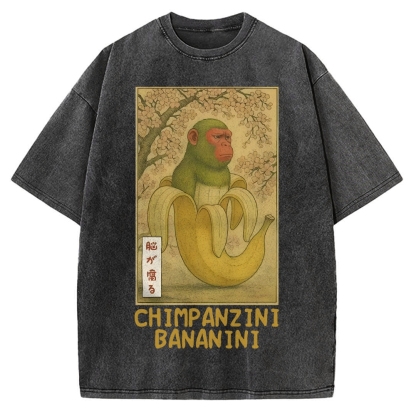 Funny Chimpanzini Bananini Banana Monkey Meme Vintage Washed T-shirt
