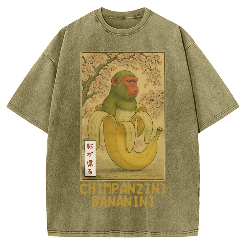 Funny Chimpanzini Bananini Banana Monkey Meme Vintage Washed T-shirt