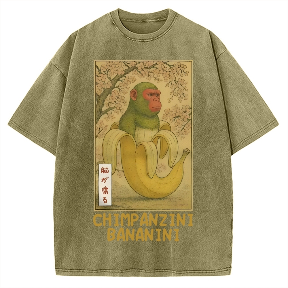 Funny Chimpanzini Bananini Banana Monkey Meme Vintage Washed T-shirt