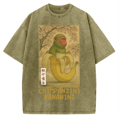 Funny Chimpanzini Bananini Banana Monkey Meme Vintage Washed T-shirt