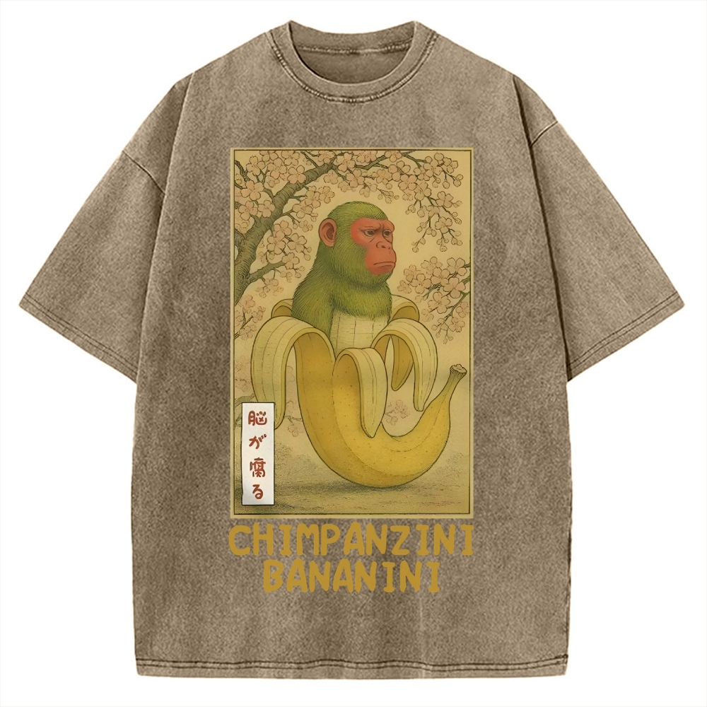 Funny Chimpanzini Bananini Banana Monkey Meme Vintage Washed T-shirt