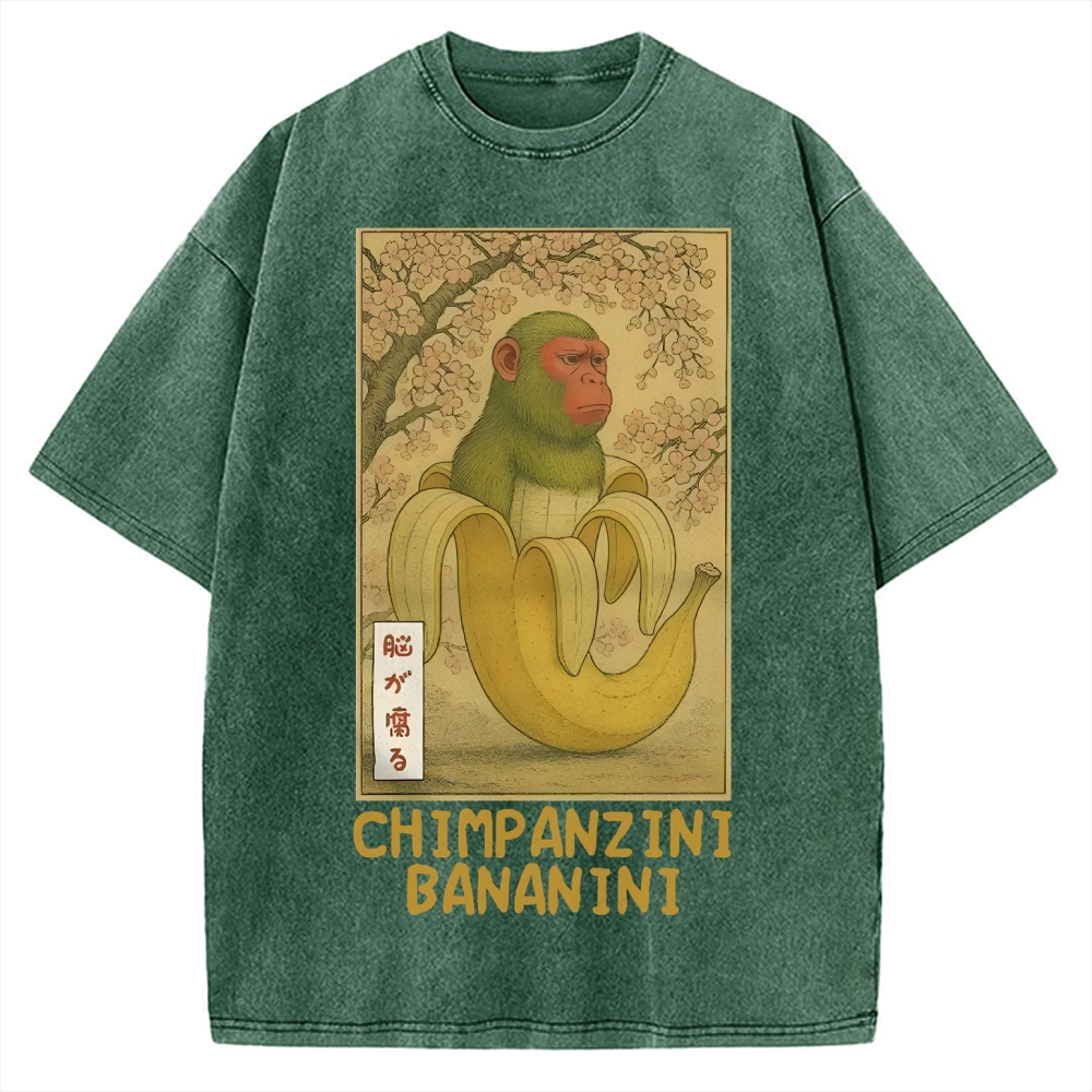 Funny Chimpanzini Bananini Banana Monkey Meme Vintage Washed T-shirt