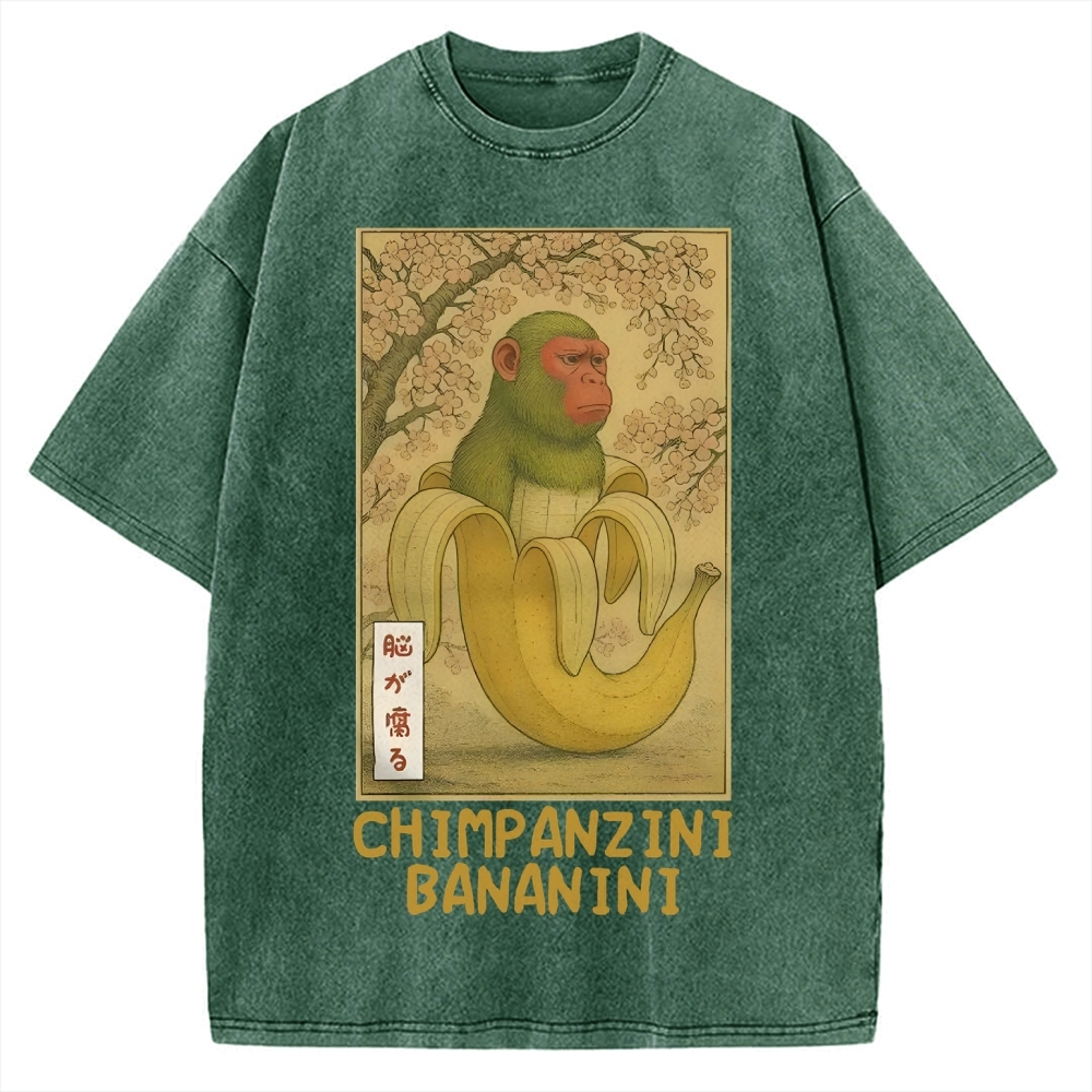 Funny Chimpanzini Bananini Banana Monkey Meme Vintage Washed T-shirt