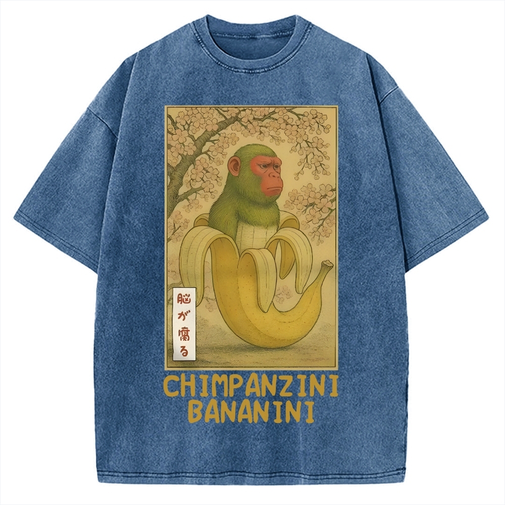 Funny Chimpanzini Bananini Banana Monkey Meme Vintage Washed T-shirt