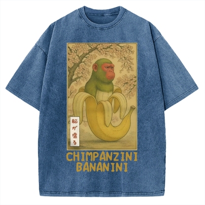 Funny Chimpanzini Bananini Banana Monkey Meme Vintage Washed T-shirt