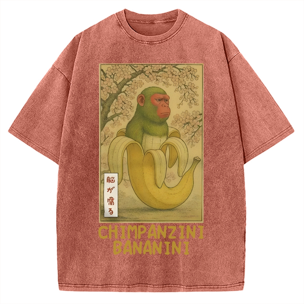 Funny Chimpanzini Bananini Banana Monkey Meme Vintage Washed T-shirt