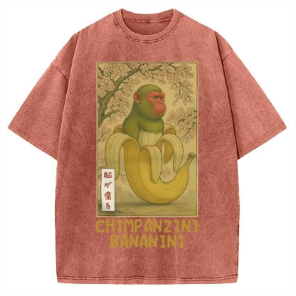 Funny Chimpanzini Bananini Banana Monkey Meme Vintage Washed T-shirt