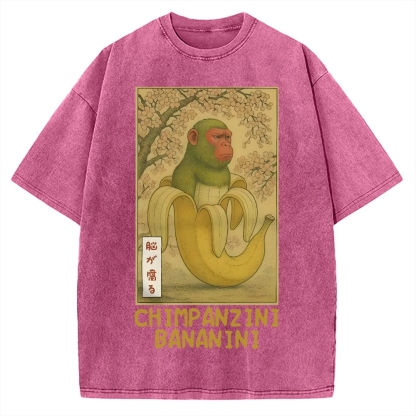 Funny Chimpanzini Bananini Banana Monkey Meme Vintage Washed T-shirt