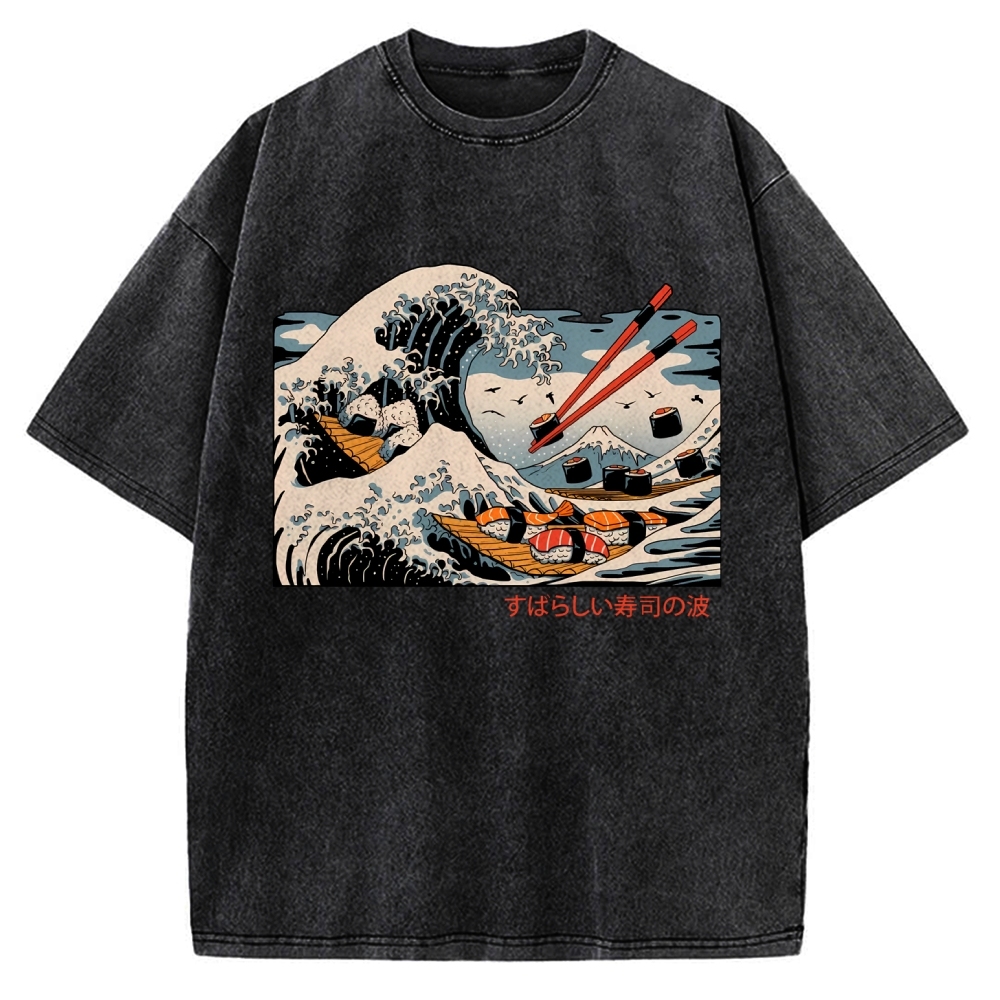 The Great Sushi Wave Vintage Washed T-shirt