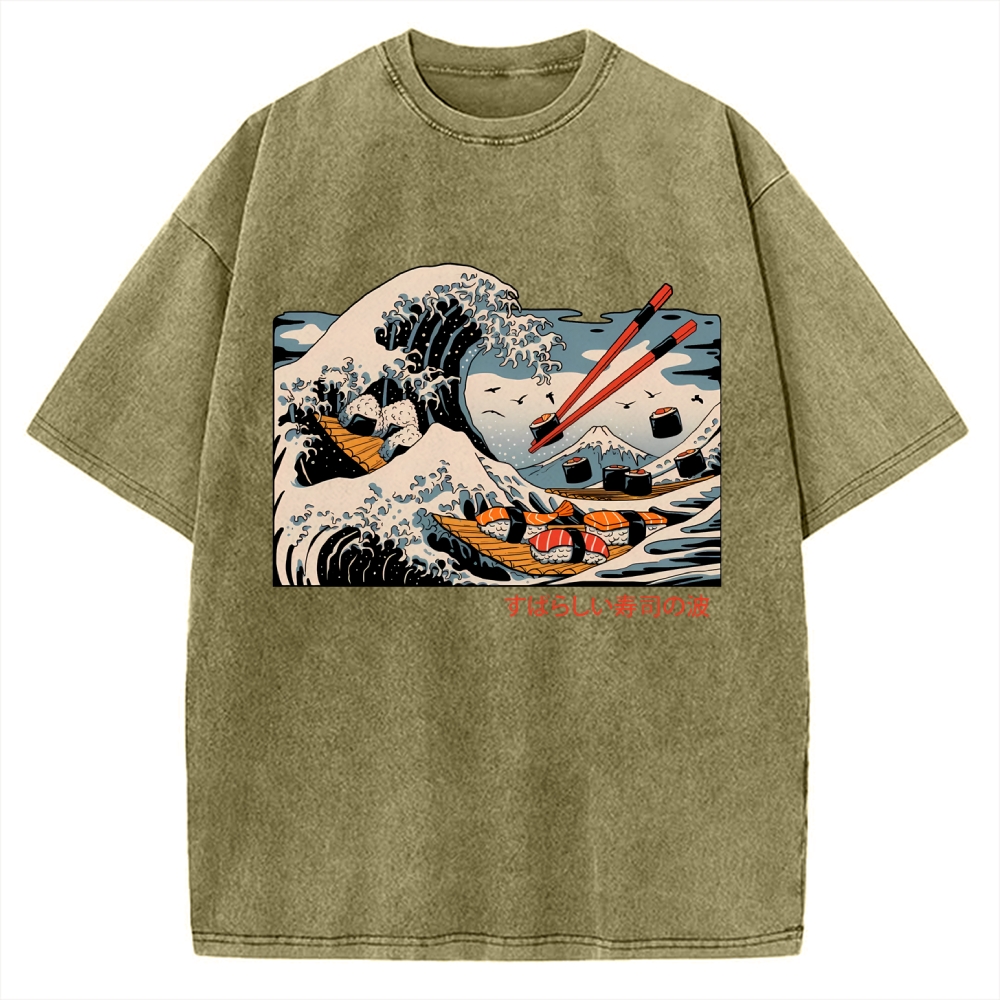 The Great Sushi Wave Vintage Washed T-shirt