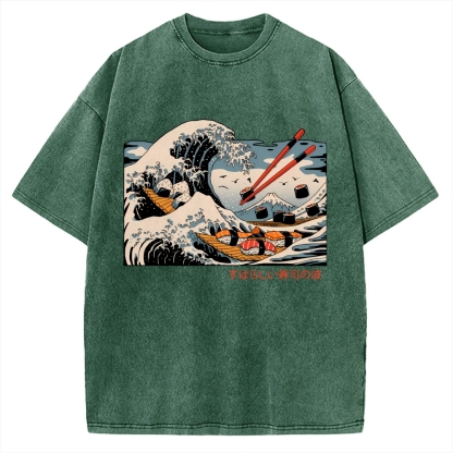 The Great Sushi Wave Vintage Washed T-shirt