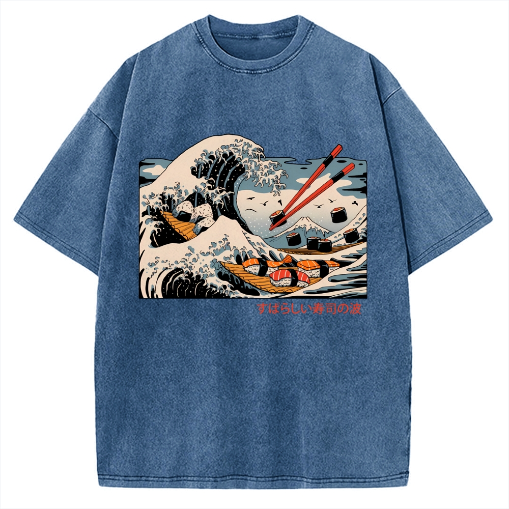 The Great Sushi Wave Vintage Washed T-shirt