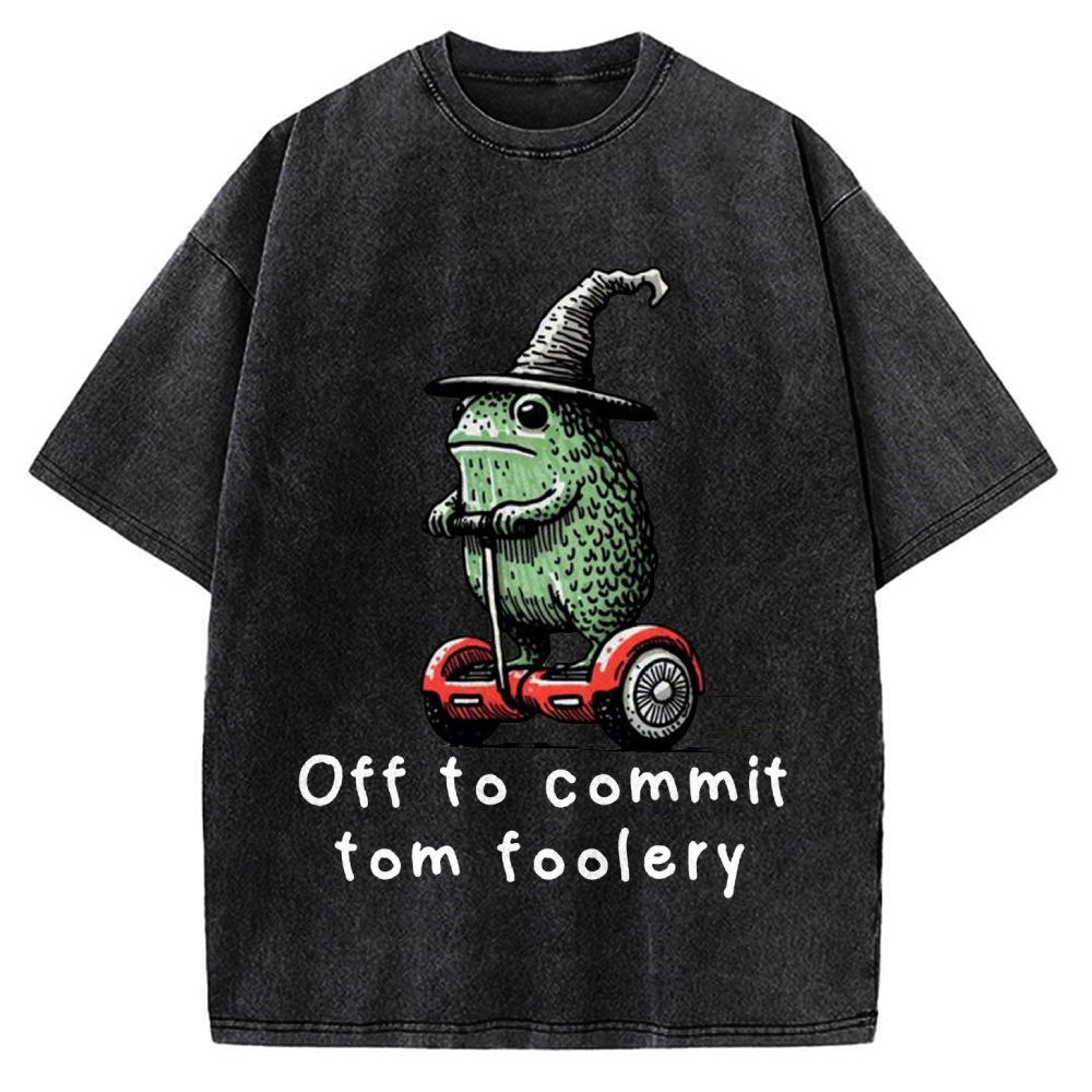 Frog Riding A Balance Scooter Vintage Washed T-shirt