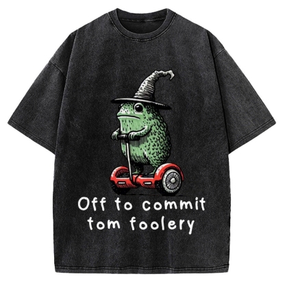 Frog Riding A Balance Scooter Vintage Washed T-shirt
