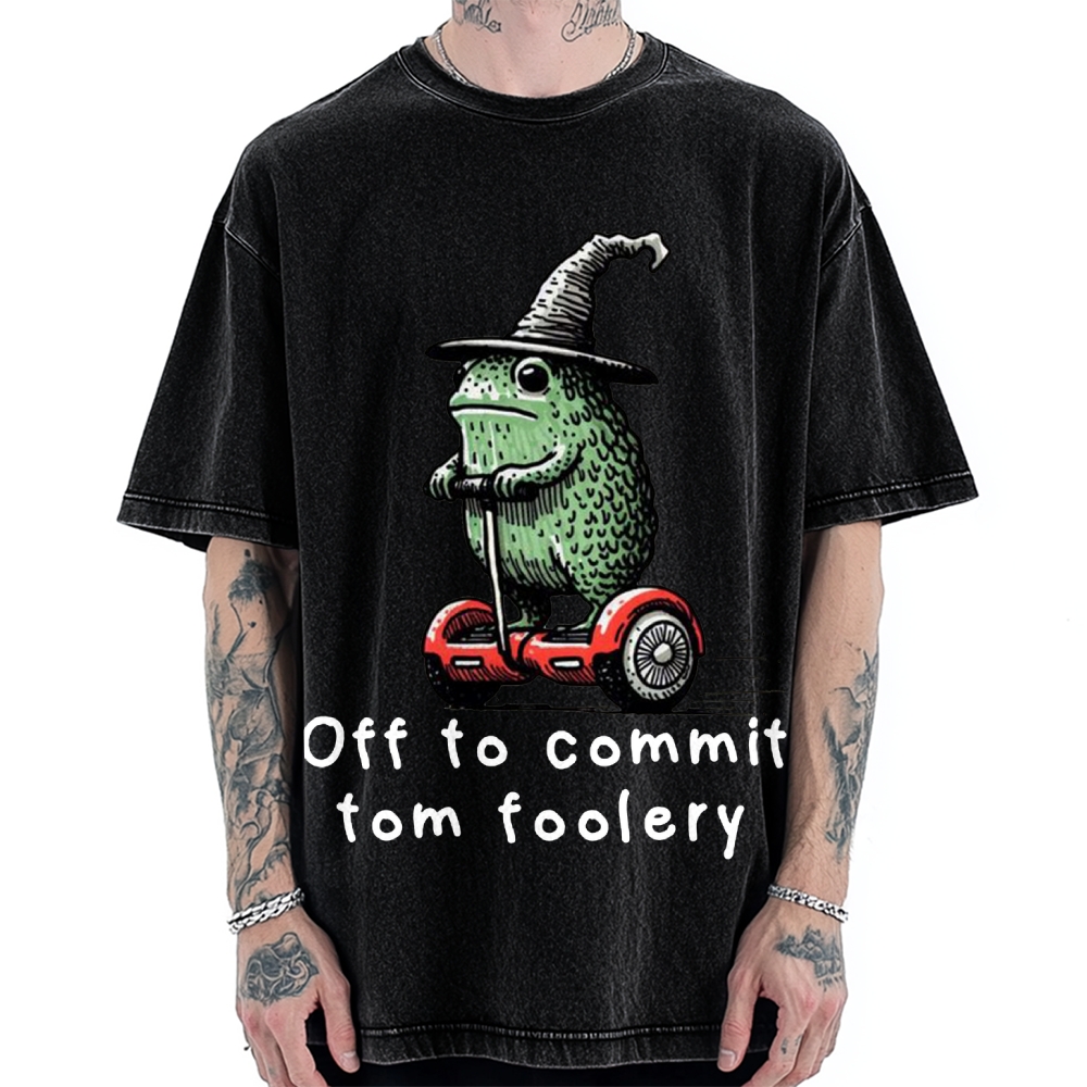Frog Riding A Balance Scooter Vintage Washed T-shirt