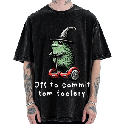 Frog Riding A Balance Scooter Vintage Washed T-shirt