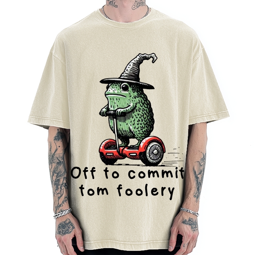 Frog Riding A Balance Scooter Vintage Washed T-shirt