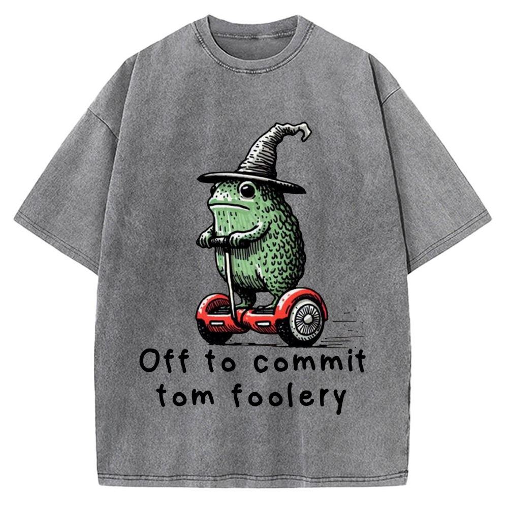 Frog Riding A Balance Scooter Vintage Washed T-shirt
