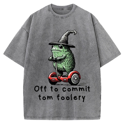 Frog Riding A Balance Scooter Vintage Washed T-shirt