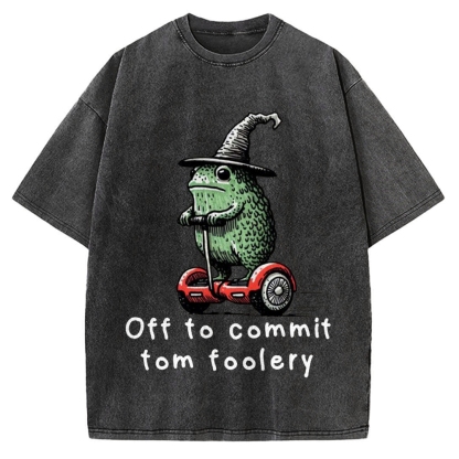 Frog Riding A Balance Scooter Vintage Washed T-shirt