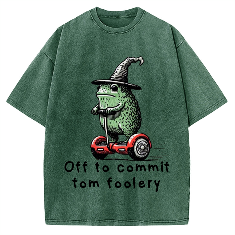Frog Riding A Balance Scooter Vintage Washed T-shirt