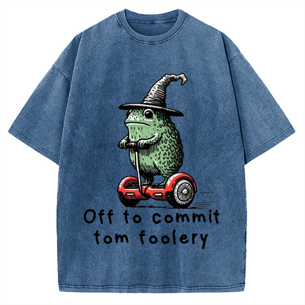 Frog Riding A Balance Scooter Vintage Washed T-shirt