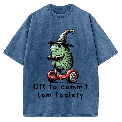 Frog Riding A Balance Scooter Vintage Washed T-shirt