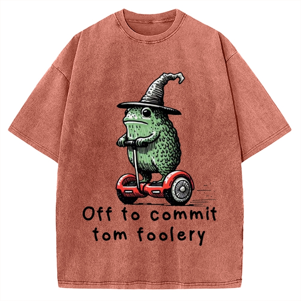 Frog Riding A Balance Scooter Vintage Washed T-shirt